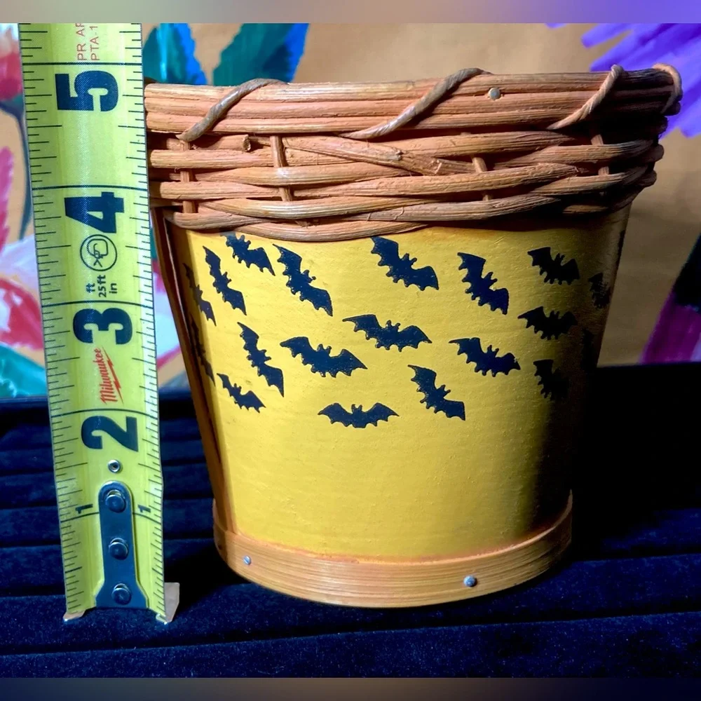 Vintage Orange Halloween Bat Basket